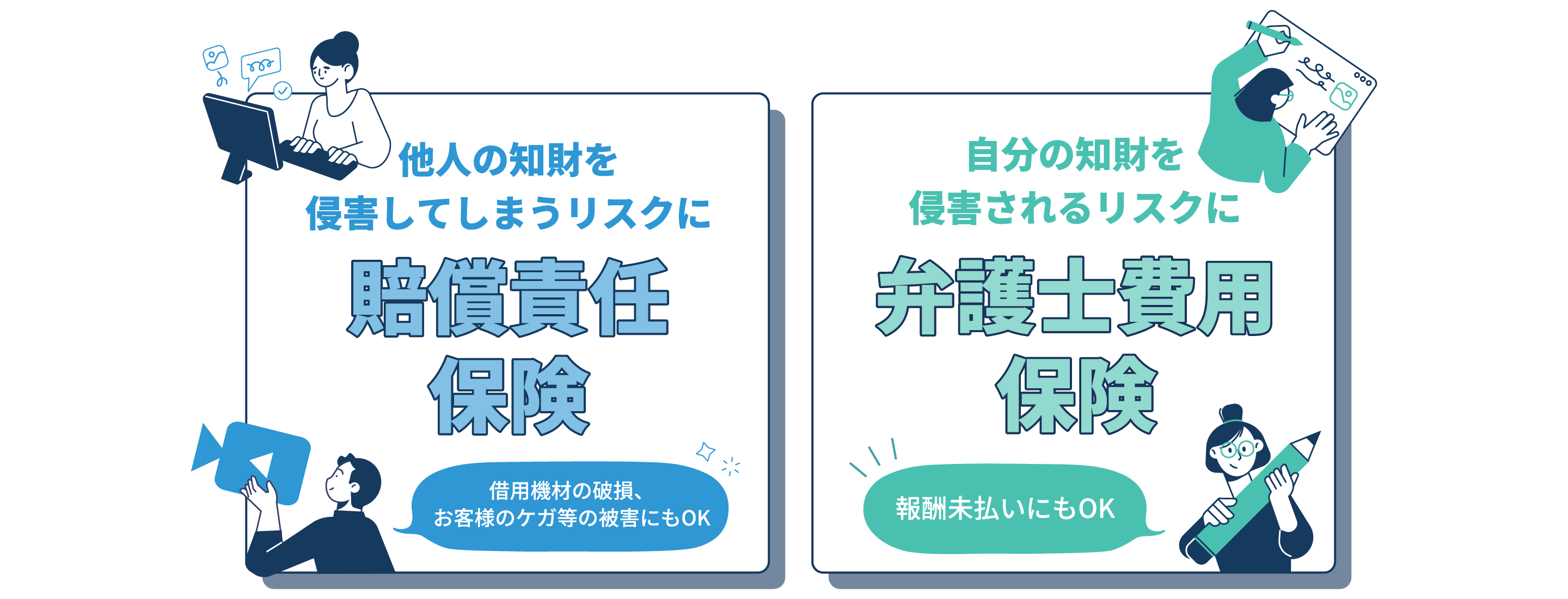 賠償責任保険、弁護士費用保険の説明画像